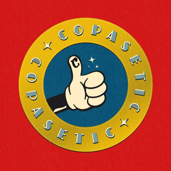 Static front of hand cartoon logo for Copasetic.